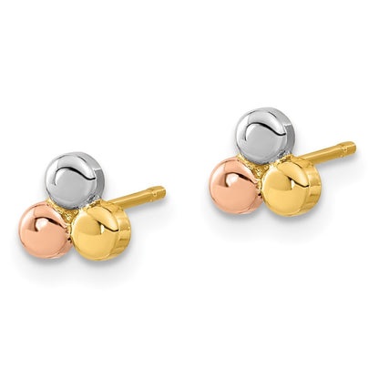 14K Tri-color Circle Stud Earrings
