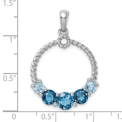 Sterling Silver Rhod-plat London Blue Topaz Pendant