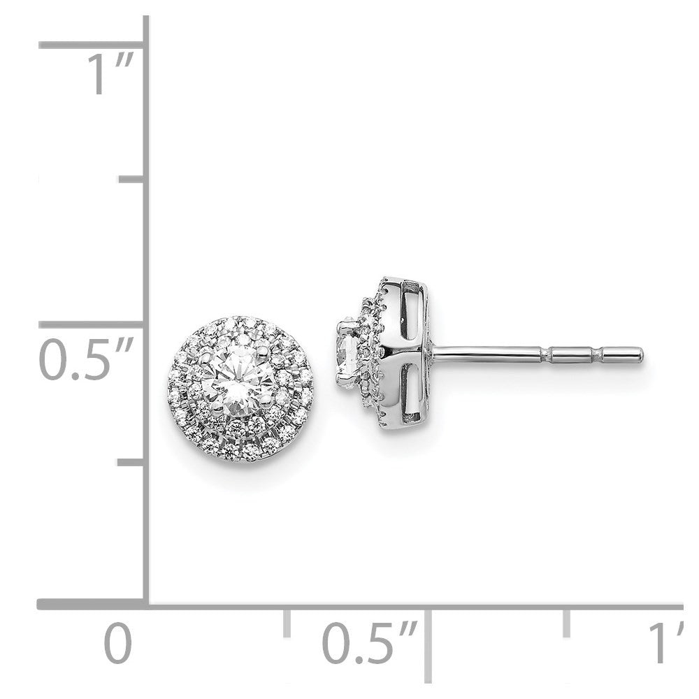 14k White Gold Diamond Cluster Stud Earrings