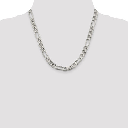 Sterling Silver 8.25mm Figaro Anchor Chain Necklace 20"