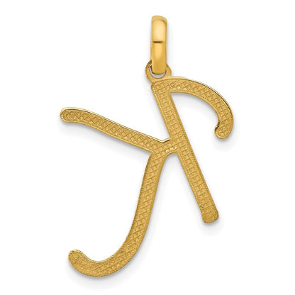 14k Yellow Gold Fancy Letter K Initial Pendant
