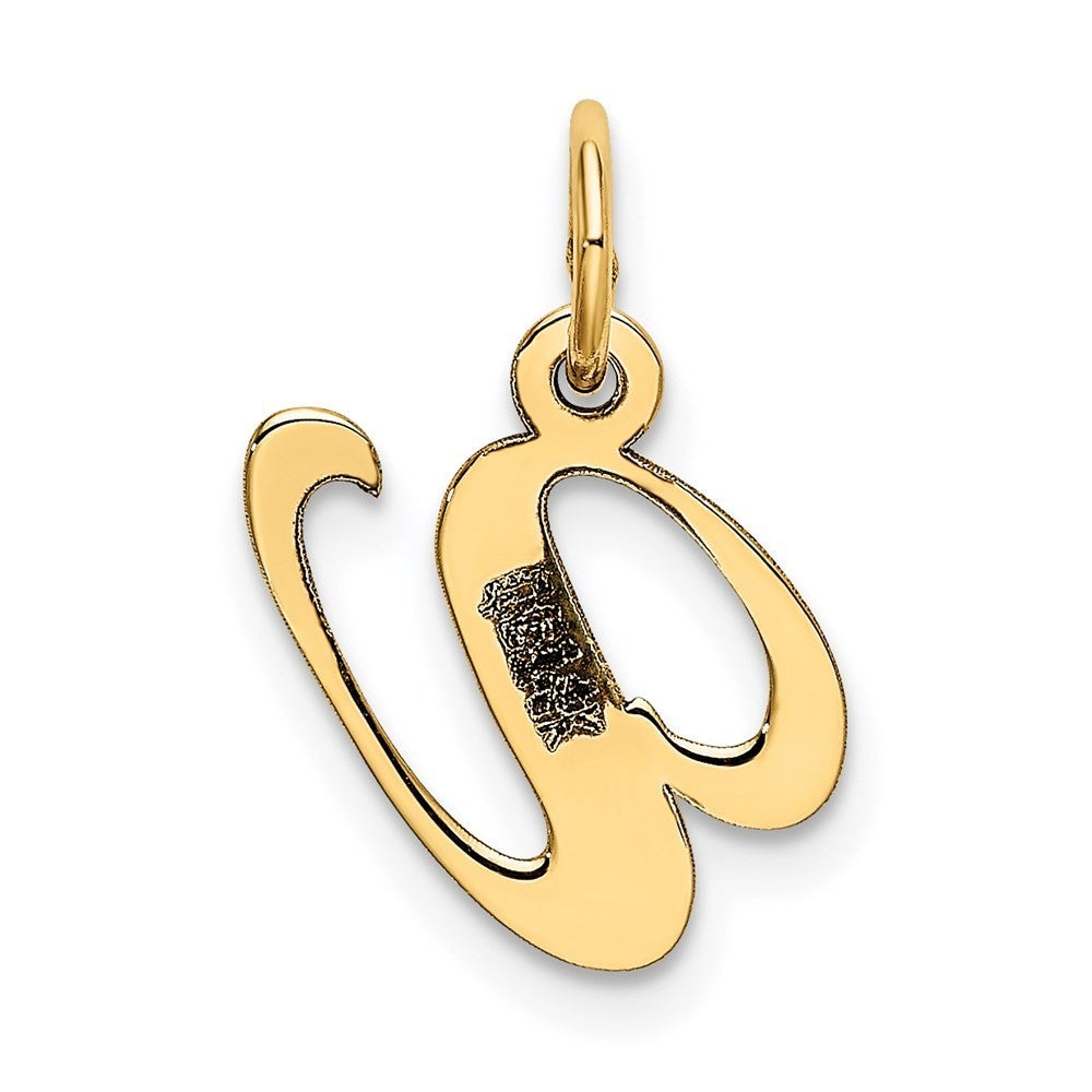 14k Yellow Gold Small Fancy Script Letter V Initial Charm Pendant