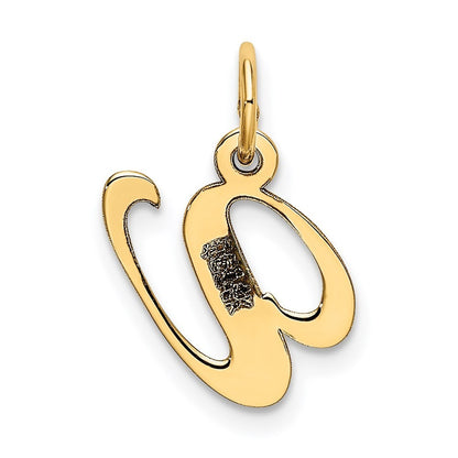14k Yellow Gold Small Fancy Script Letter V Initial Charm Pendant