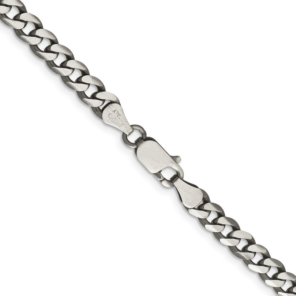 Sterling Silver Antiqued 6.0mm Curb Chain Necklace 24"