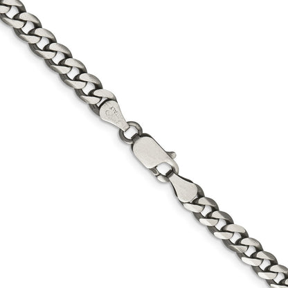 Sterling Silver Antiqued 6.0mm Curb Chain Necklace 24"