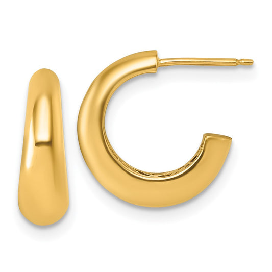 14k Yellow Gold Polished Hollow C-Hoop Earrings