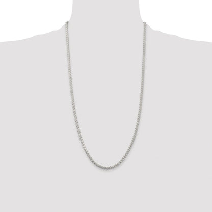 Sterling Silver Rhodium-plated 3mm Round Spiga Chain Necklace 28"