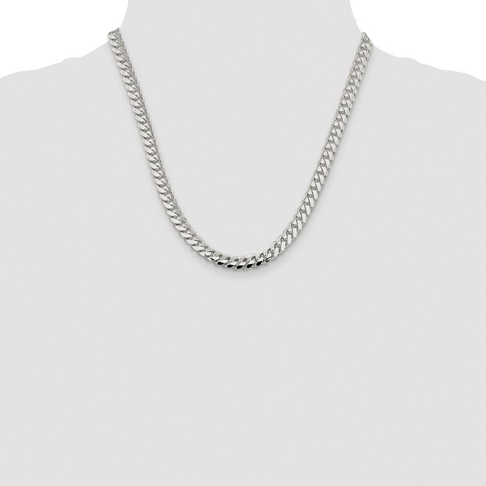 Sterling Silver Rhodium-plated 7.0mm Polished Domed Curb Chain Necklace 20"