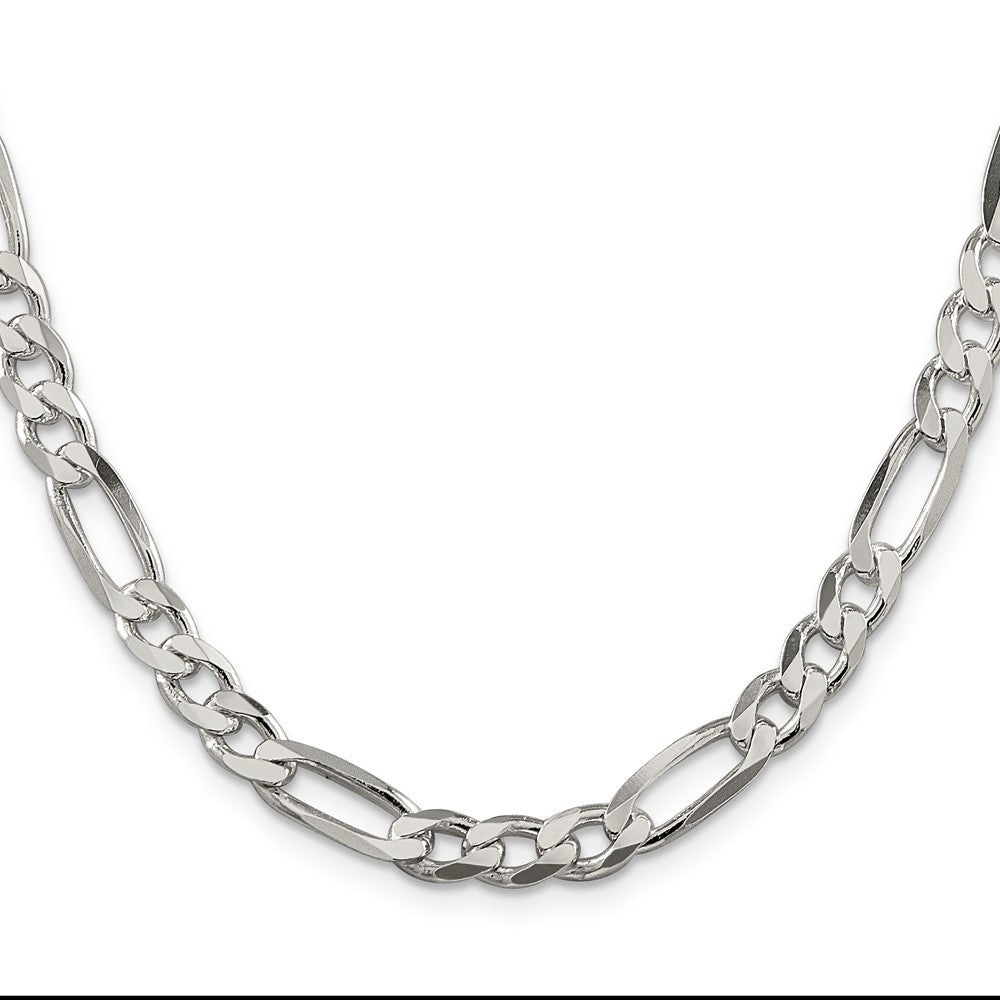 Sterling Silver 6.75mm Figaro Chain Necklace 18"