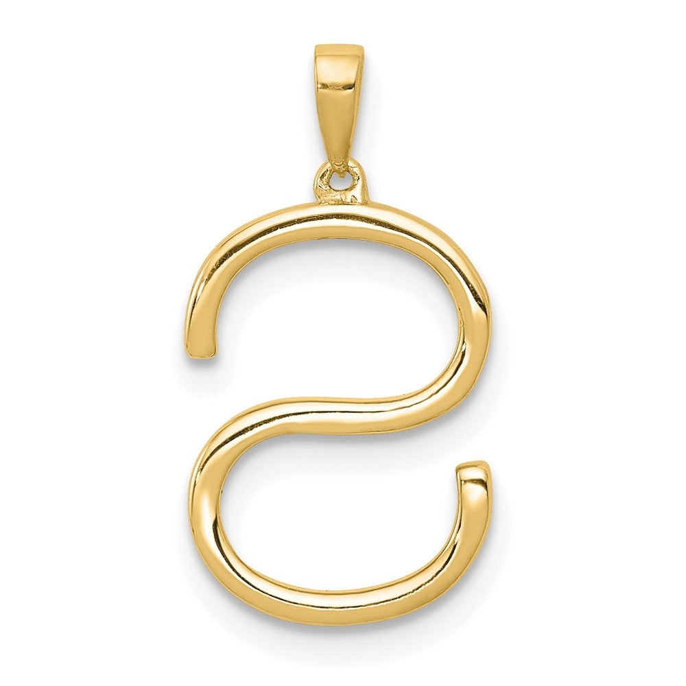14k Yellow Gold Diamond Letter S Initial Pendant