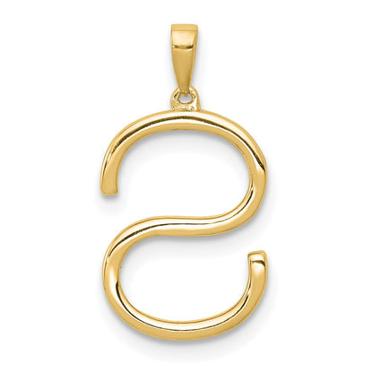14k Yellow Gold Diamond Letter S Initial Pendant