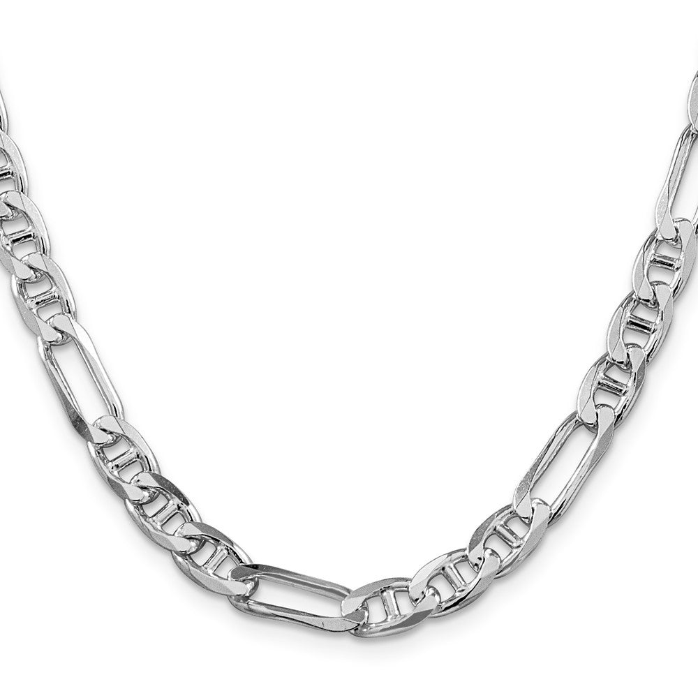 Sterling Silver Rhodium-plated 6.5mm Figaro Anchor Chain Necklace 20"