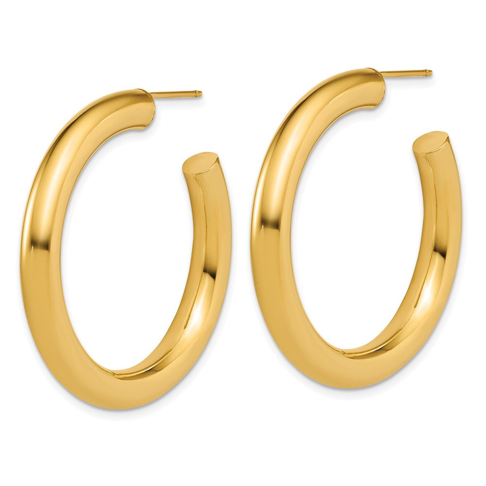 14k Yellow Gold Polished 5.0 x 40mm Tube C-Hoop Earrings