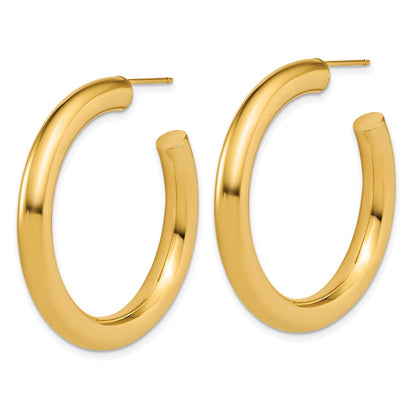 14k Yellow Gold Polished 5.0 x 40mm Tube C-Hoop Earrings
