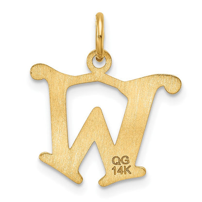 14k Yellow Gold Diamond-cut Letter W Initial Charm Pendant