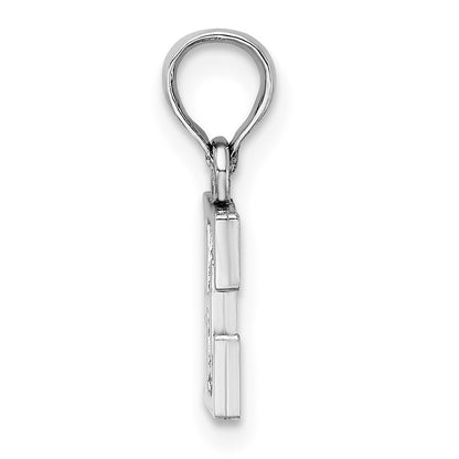 14k White Gold Polished Block Letter E Initial Pendant