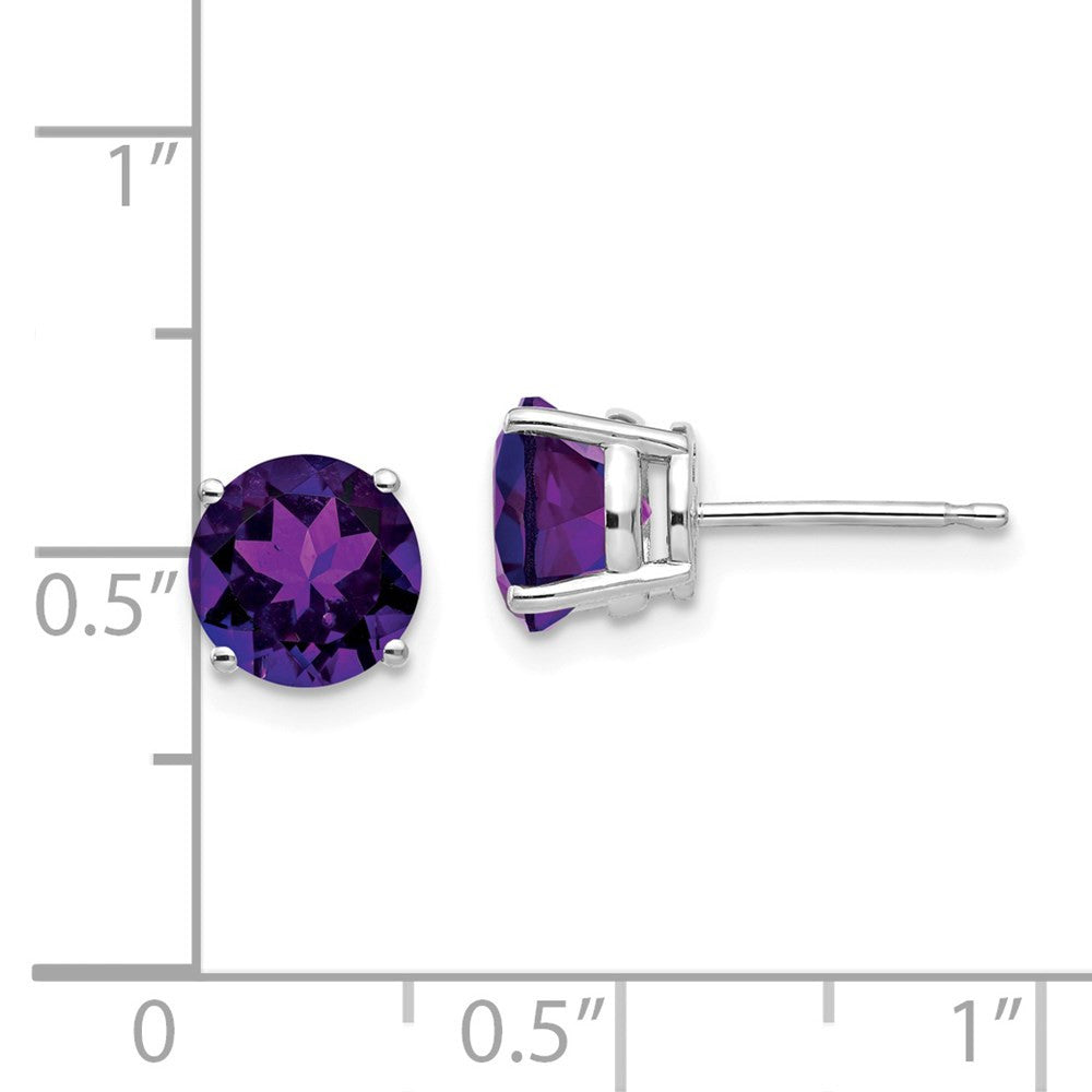 14k White Gold 7mm Amethyst Stud Earrings