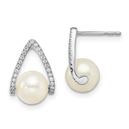14k White Gold Polished FWC Pear Drop & Dangle Earrings