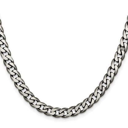 Sterling Silver Antiqued 6.5mm Curb Chain Necklace 22"
