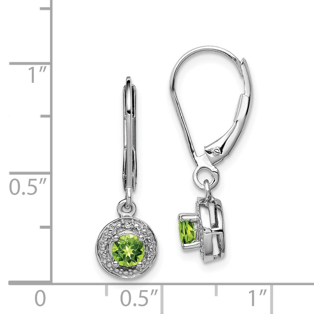 Sterling Silver Rhodium-plated Diam. & Peridot Dangle Earrings