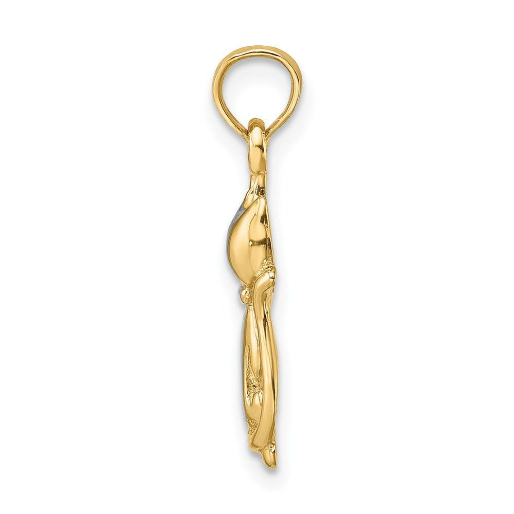 14k Yellow Gold Rhodium Polished Cat and Kitten Charm Pendant