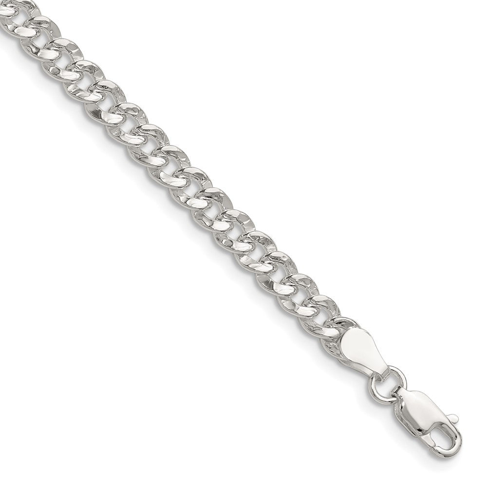 Sterling Silver 4.75mm Hammered Curb Chain Necklace 24"