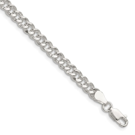 Sterling Silver 4.75mm Hammered Curb Chain Necklace 24"