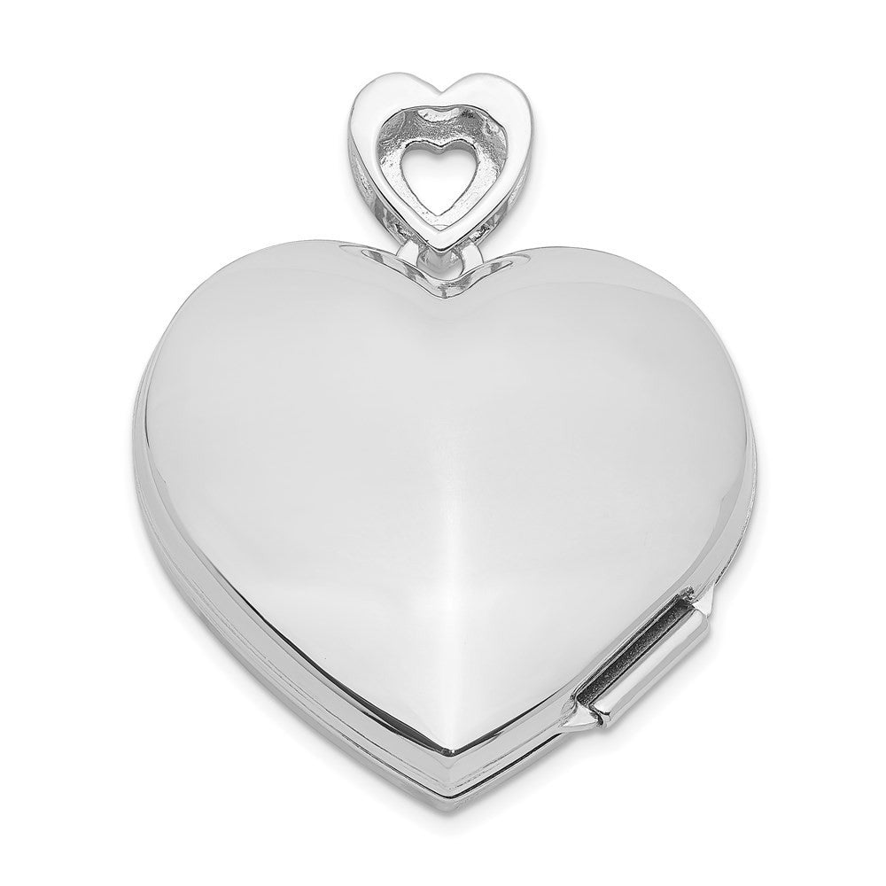 Sterling Silver Rhodium-plated 24mm w/ Diamond Vintage Heart Locket Pendant