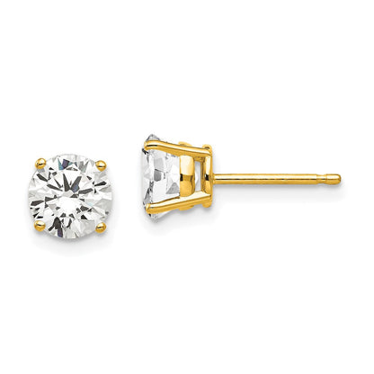14k Yellow Gold 6mm Cubic Zirconia Stud Earrings