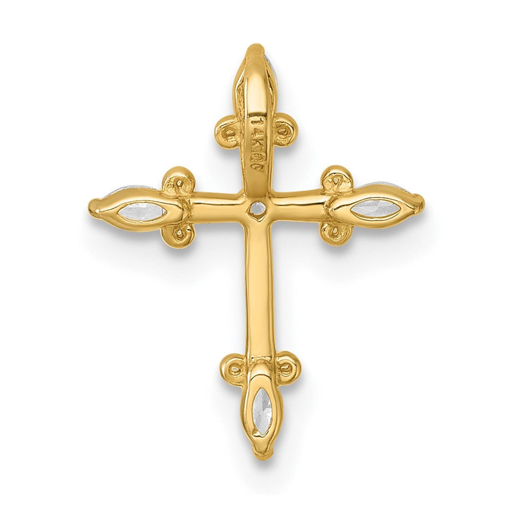14k Yellow Gold Polished Fancy CZ Cross Chain Slide
