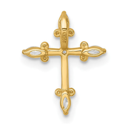 14k Yellow Gold Polished Fancy CZ Cross Chain Slide