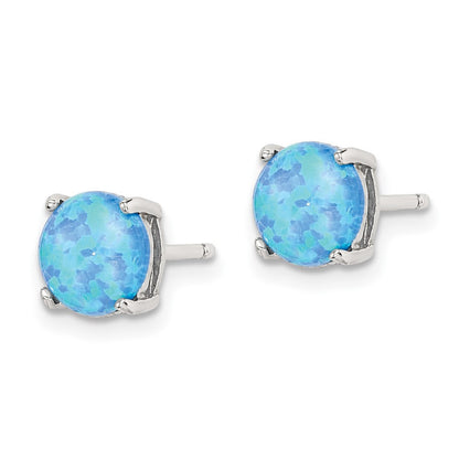 Sterling Silver Polished Pink White & Blue Created Opal Stud Earrings 3 Pair Set