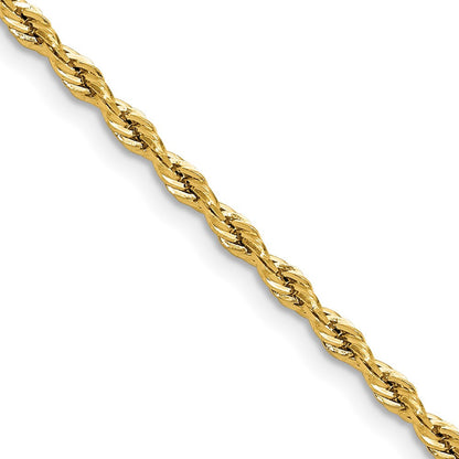14k Yellow Gold 2.5mm Semi-Solid Rope Chain Necklace 26"