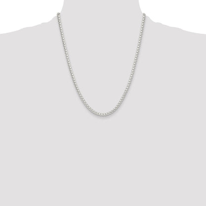 Sterling Silver Polished 4mm Round Box Chain Necklace 22"