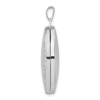 Sterling Silver Rhodium-plated 29mm Fancy Oval Family Locket Pendant