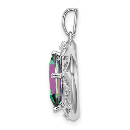 Sterling Silver Rhodium-plated Mystic Fire Topaz & Diamond Pendant