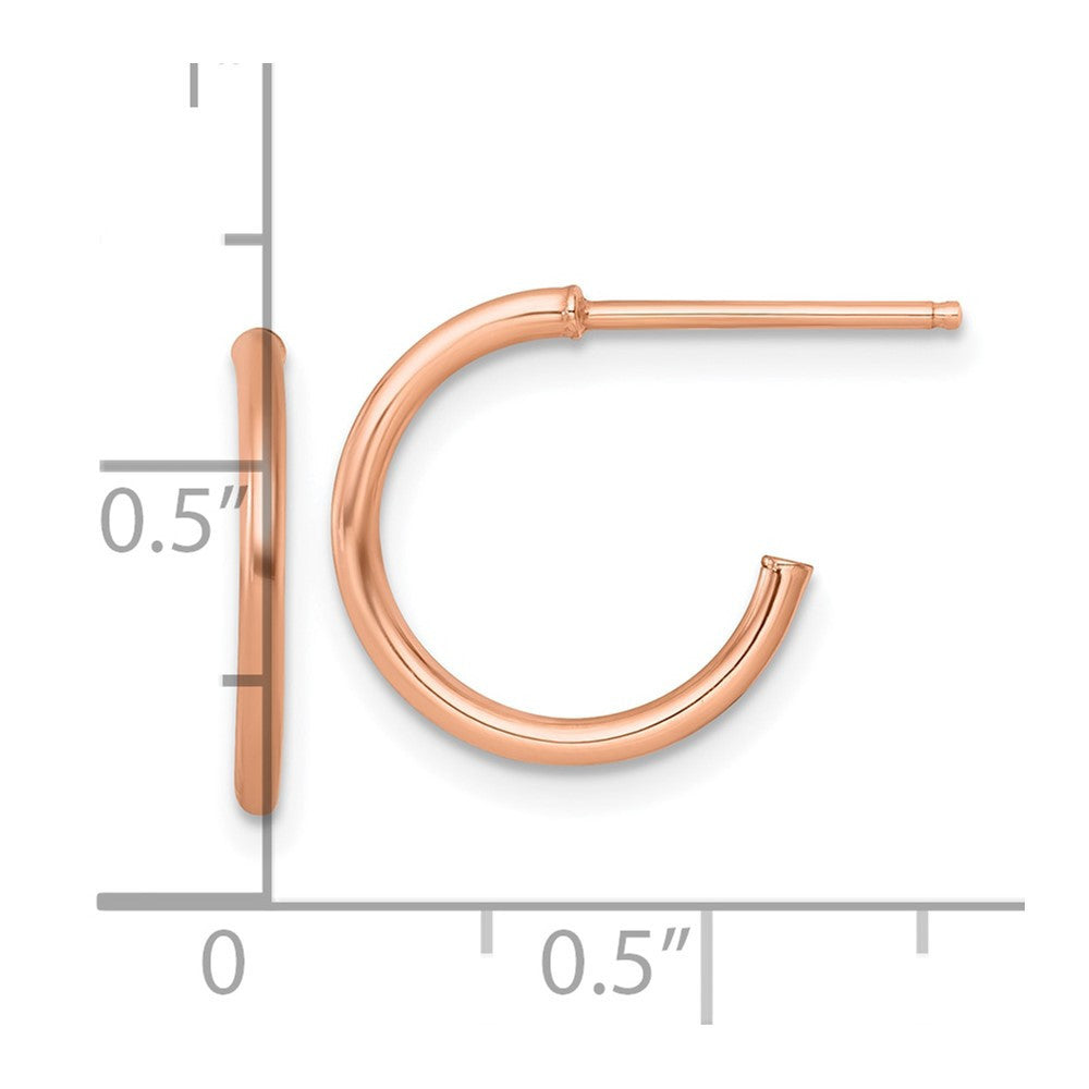 14k Rose Gold Polished 1.5 x 14mm Solid C-Hoop Earrings