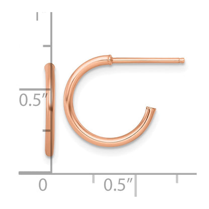 14k Rose Gold Polished 1.5 x 14mm Solid C-Hoop Earrings