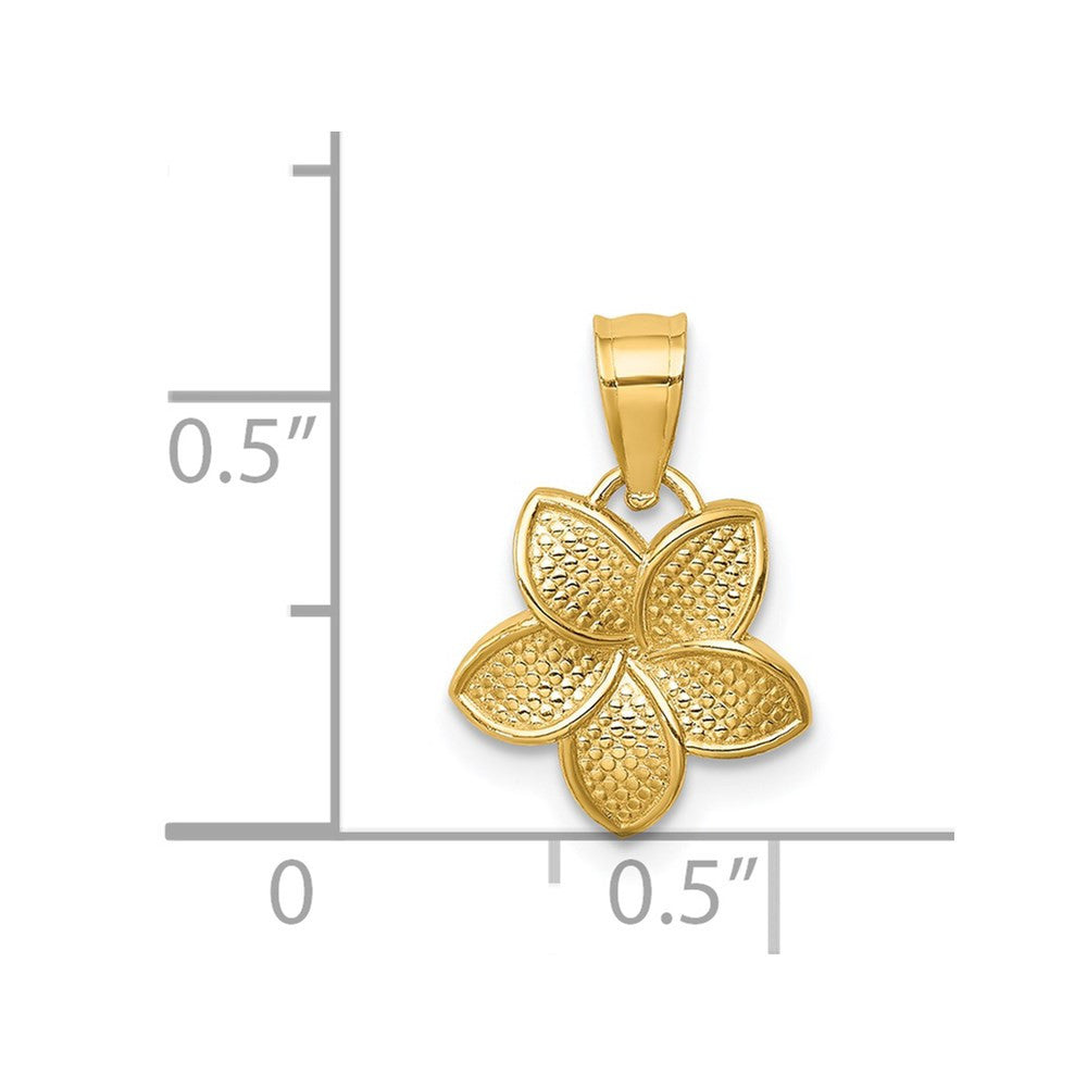 14k Yellow Gold Polished Plumeria Pendant