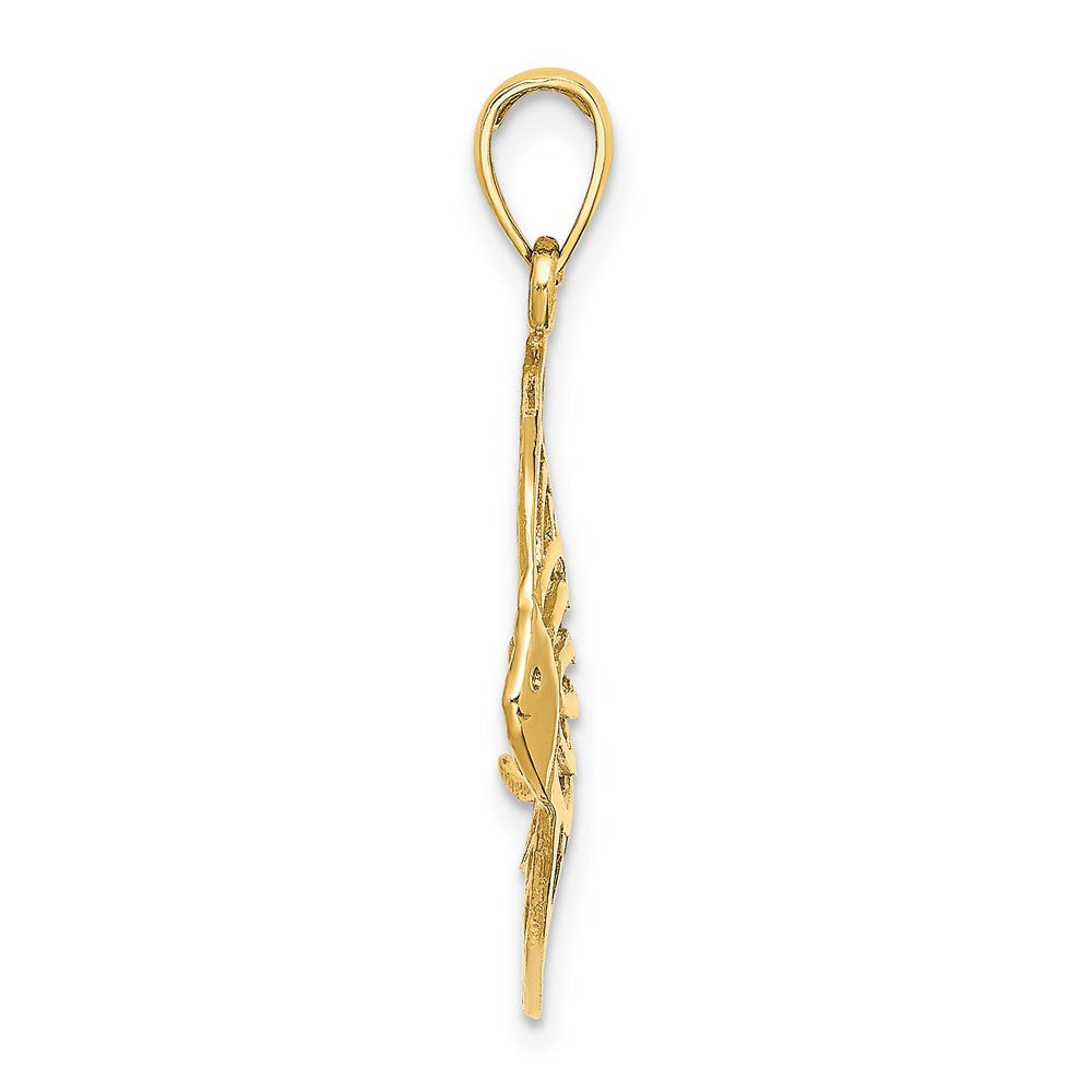 14k Yellow Gold Cut-Out Angelfish Charm Pendant