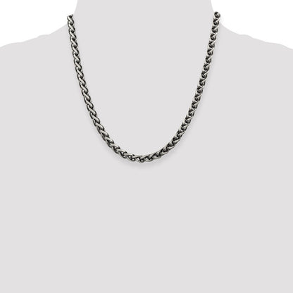 Sterling Silver Antiqued 6mm Round Spiga Chain Necklace 20"