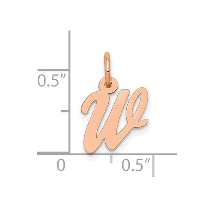 14k Rose Gold Small Script Letter W Initial Charm Pendant