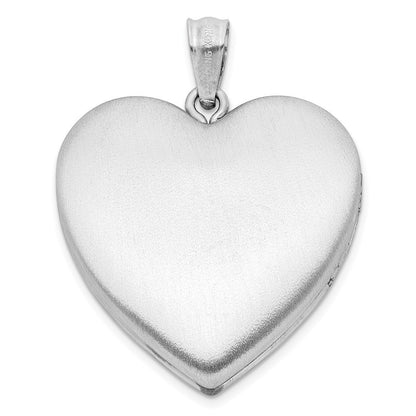 Sterling Silver Rhodium-plated Satin Enamel Rose Ash Holder Heart Locket Pendant