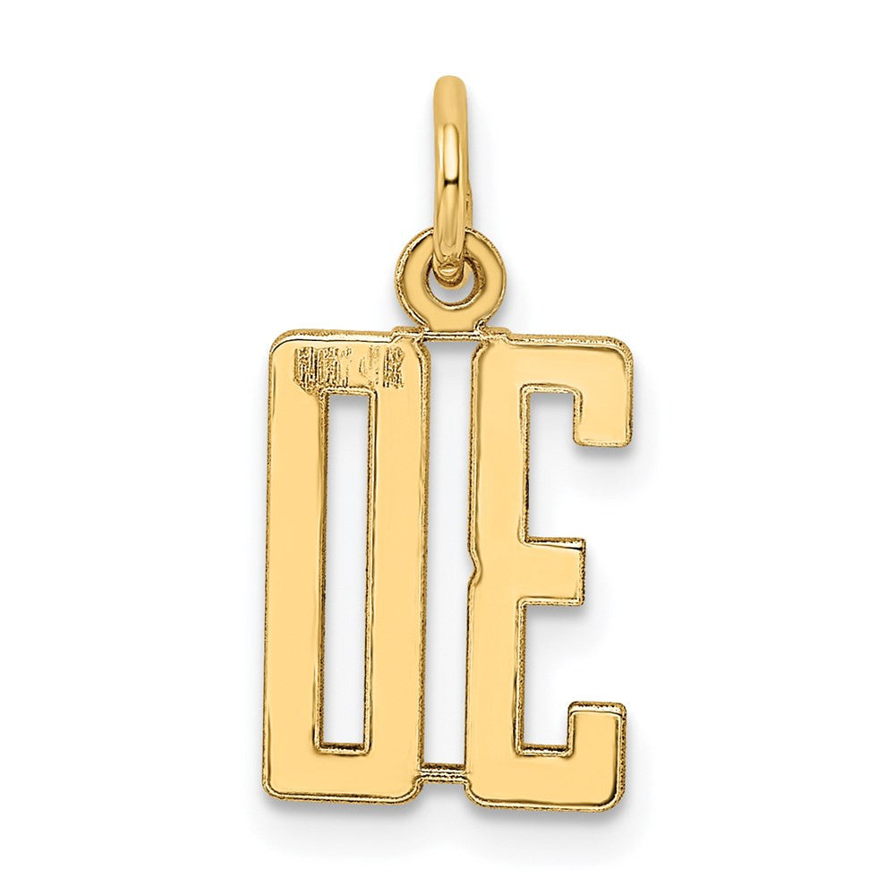 14k Yellow Gold Small Elongated Number 30 Charm Pendant