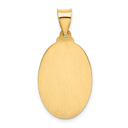 14k Yellow Gold Polished and Satin St. Christopher Medal Hollow Pendant