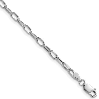 14k White Gold 3.0mm Semi-Solid Beveled Paperclip Chain Necklace 30"
