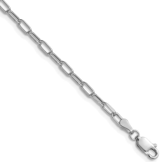 14k White Gold 3.0mm Semi-Solid Beveled Paperclip Chain Necklace 30"