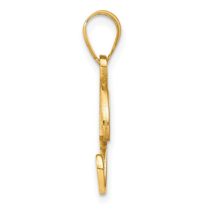 14k Yellow Gold Script Letter P Initial Pendant with Diamond