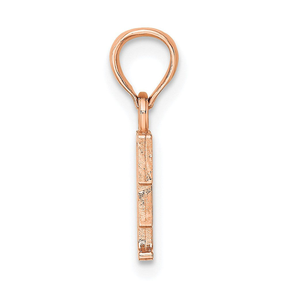 14K Rose Gold Polished Block Letter F Initial Pendant