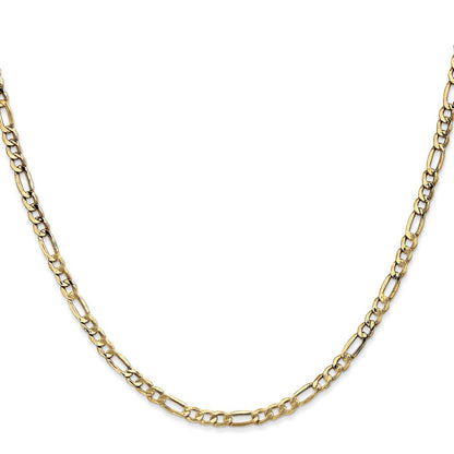 14k Yellow Gold 3.5mm Semi-Solid Figaro with Lobster Clasp Chain Necklace 16"